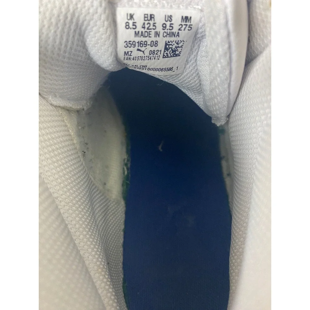 PUMA White Blue Mid-Top Court Sneakers Men's US 9.5 Lace-Up Casual‎ Shoes